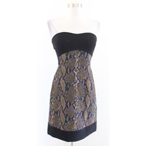 Diane Von Furstenberg Garland Two Black Brown Snakeskin Print Strapless Dress 4